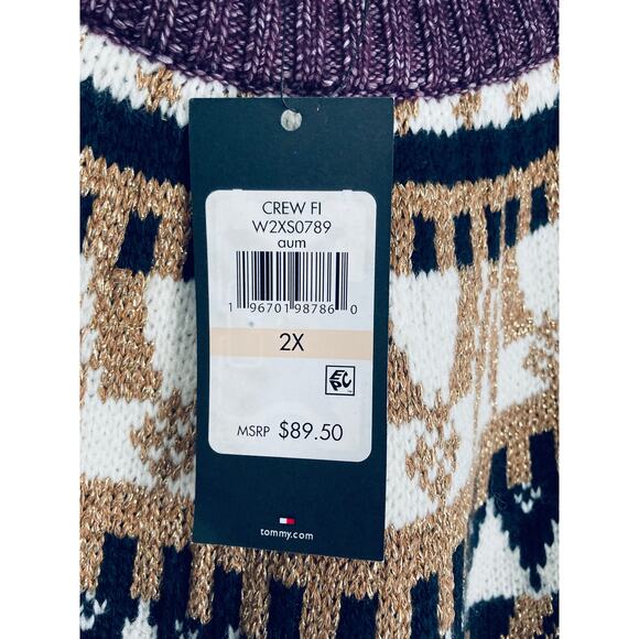 Tommy Hilfiger Sweater 2X Purple and Gold Shimmer NWT - Picture 5 of 9